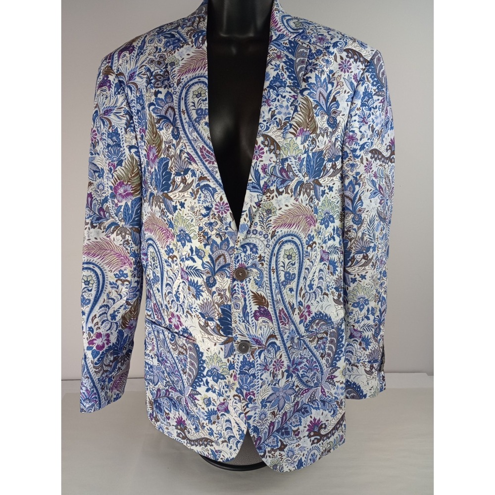 Tallia Women's XL Thick Lined Blue Floral Suit Jacket 2 Front + 3 Inner Pockets